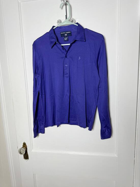 Ralph Lauren Tops - Vintage Y2K Ralph Lauren Polo Sport Purple Cotton Long Sleeve Polo Shirt Small